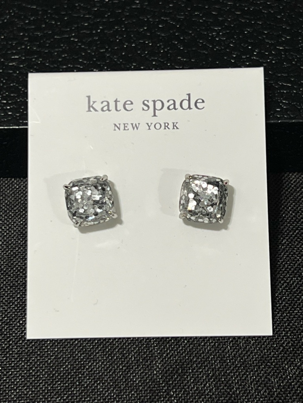 kate spade Silver Square Glitter Stud Bubble Gum Earrings
